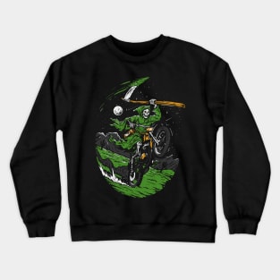 Grime Reaper Skeleton on a Motorcycle Crewneck Sweatshirt